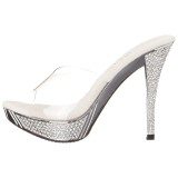 Stříbro 11,5 cm ELEGANT-401 Strass kamen platformy pantoflicky dámské