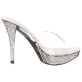 Stříbro 11,5 cm ELEGANT-401 Strass kamen platformy pantoflicky dámské