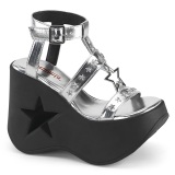 Stříbro 13 cm Demonia DYNAMITE-12 Platformě Klínové Sandály