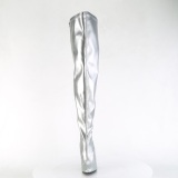 Stříbro 13 cm SEDUCE-3000WC elastické kozačky nad kolena pro silná lýtka