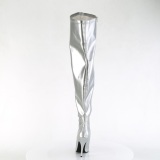 Stříbro 13 cm SEDUCE-3000WC elastické kozačky nad kolena pro silná lýtka