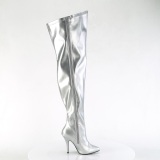 Stříbro 13 cm elastické kozačky nad kolena pro silná lýtka pánské