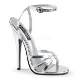 Stříbro 15 cm Devious DOMINA-108 dámské sandály na podpatku