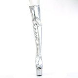 Stříbro 18 cm ADORE-3011HWR Hologram platformě overknee kozačky otevřenou špičkou