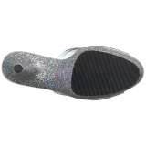 Stříbro 18 cm ADORE-701LG třpyt platformy pantoflicky dámské