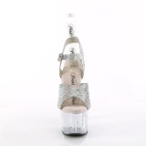 Stříbro 18 cm ADORE-708N-RS podpatky na platformě s strass kameny