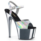 Stříbro 18 cm ADORE-709HGCH Hologram boty na platformě a podpatku