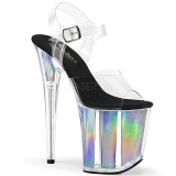 Stříbro 20 cm FLAMINGO-808HGI Hologram boty na platformě a podpatku