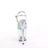 Stříbro 20 cm FLAMINGO-809HT Hologram boty na platformě a podpatku