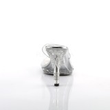 Stříbro 9,5 cm IRIS-401 Strass kamen platformy pantoflicky dámské