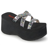 Stříbro 9 cm DEMONIA FUNN-19 pantofle na platformy gothic
