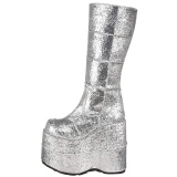 Stříbro Glitter 18 cm STACK-301G demoniacult kozačky - unisex cyberpunk boty