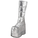Stříbro Glitter 18 cm STACK-301G demoniacult kozačky - unisex cyberpunk boty