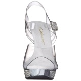 Stříbro Strass 12 cm ELEGANT-408 Platformě Sandály Podpatky