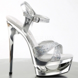 Stříbro Třpyt 16,5 cm Pleaser ECLIPSE-619G Stilettos Jehlové Podpatky