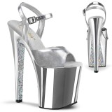 Stříbro chrom platformě 20 cm XTREME-809TTG pleaser vysoké podpatky