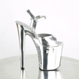 Stříbro chrom platformě 20 cm XTREME-809TTG pleaser vysoké podpatky