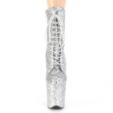 Stříbro glitter 20 cm FLAMINGO-1020GWR kotnikové kozačky pro tanec na tyči
