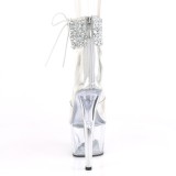 Stříbro strass 18 cm ADORE-724RS-02 vysoké podpatky s kotníková manžeta