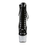 Stříbro třpytky 18 cm Pleaser ADORE-1020LG kotnikové kozačky pro tanec na tyči