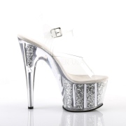 Stříbro třpytky 18 cm Pleaser ADORE-708G Sandály na podpatku pro tanec na tyči