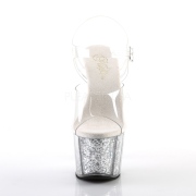 Stříbro třpytky 18 cm Pleaser ADORE-708G Sandály na podpatku pro tanec na tyči