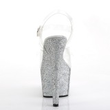 Stříbro třpytky 18 cm Pleaser ADORE-708HMG Boty na podpatku pro tanec na tyči