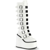 Vegan 14 cm SWING-815 alternativní kozačky platformě přezky bílý