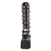 Vegan 14 cm SWING-815 alternativní kozačky platformě přezky cerny