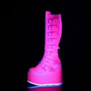 Vegan 14 cm SWING-815UV alternativní kozačky platformě přezky neon