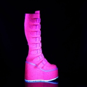 Vegan 14 cm SWING-815UV alternativní kozačky platformě přezky neon