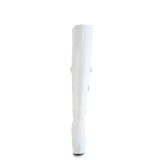 Vegan 15 cm DELIGHT-3018 bílé vysoké kozačky nad kolena s přezkou