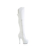 Vegan 15 cm DELIGHT-3018 bílé vysoké kozačky nad kolena s přezkou