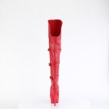Vegan 15 cm DELIGHT-3018 Červené vysoké kozačky nad kolena s přezkou