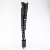 Vegan 15 cm DELIGHT-4019 vysoké kozačky nad kolena otevřenou špičkou s tkaničkami