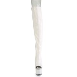 Vegan 18 cm ADORE-3019 vysoké kozačky nad kolena otevřenou špičkou s tkaničkami bílé