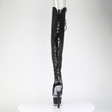 Vegan 18 cm SPECTATOR-3030 vysoké kozačky nad kolena otevřenou špičkou s tkaničkami cerny