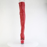 Vegan 18 cm SPECTATOR-3030 vysoké kozačky nad kolena otevřenou špičkou s tkaničkami Červené