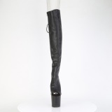 Vegan 20 cm CRAZE-3019 Heelless overknee kozačky vysoké pony cerny
