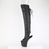 Vegan 20 cm CRAZE-3019 Heelless overknee kozačky vysoké pony cerny