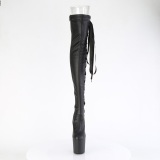 Vegan 20 cm CRAZE-3050 Heelless overknee kozačky vysoké pony cerny