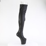 Vegan 20 cm CRAZE-3050 Heelless overknee kozačky vysoké pony cerny