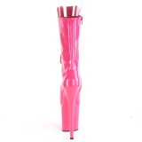 Vegan 20 cm FLAMINGO-1051 platformě kozačky na podpatku s otevřenou špičkou pink