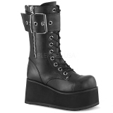 Vegan 9,5 cm PETROL-150 demoniacult kozačky - unisex kozačky na platformě