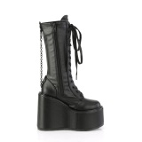 Vegan černé 14 cm SWING-150 kozačky cyberpunk na platformy
