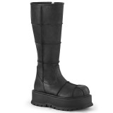 Vegan černé 5 cm SLACKER-230 kozačky cyberpunk na platformy