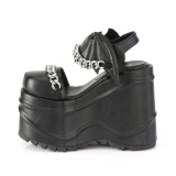Vegan Černý 15 cm Demonia WAVE-20 Platformě Klínové Sandály