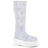Vegan glitter 5 cm SLACKER-230 kozačky cyberpunk na platformy