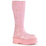 Vegan ruzovy 5 cm SLACKER-230 kozačky cyberpunk na platformy