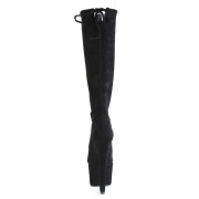 Vegan suede 18 cm ADORE-2008 kozačky na podpatku pro tanec na tyči v cerny